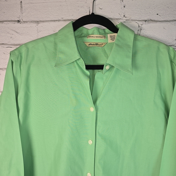 EDDIE BAUER WRINKLE RESISTANT MENS GREEN BUTTON DOWN SIZE 2XLT - Picture 3 of 6